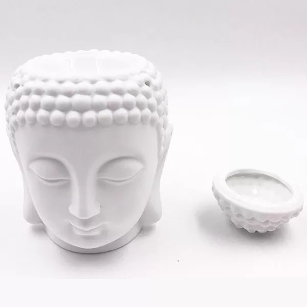 Quemador de esencias buda blanco con tapa 2 Quemador de esencias buda blanco con tapa - Imagen 2