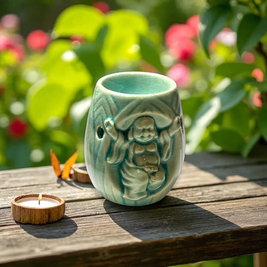 Difusor buda sonriente de la fortuna - Verde Salvia 1 Difusor buda sonriente de la fortuna - Verde Salvia