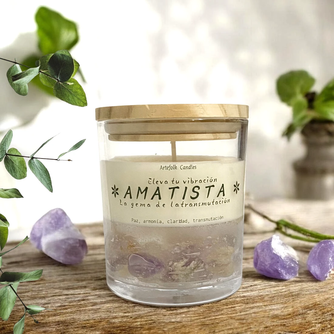 Vela soja en vaso con tapa - Amatista 1 Vela soja en vaso con tapa - Amatista
