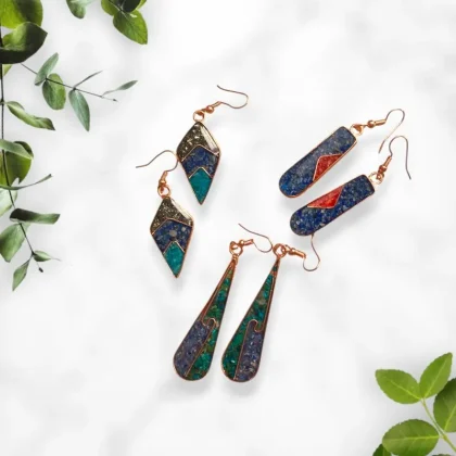 Pendientes de cobre con piedras encapsuladas (Variedades)