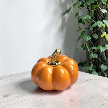 Calabaza cerámica naranja chata